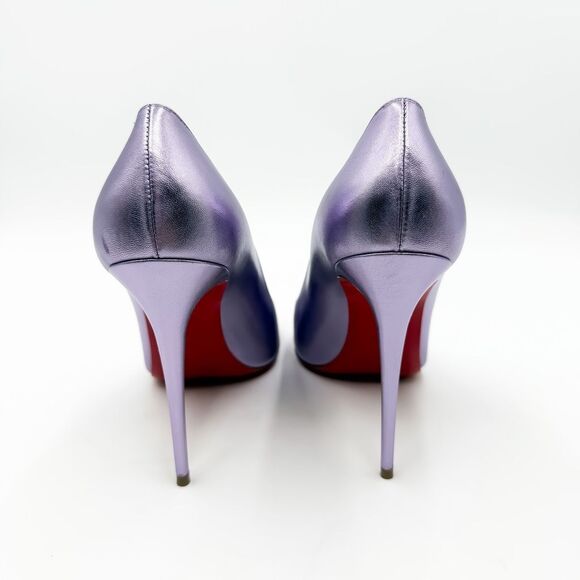 Christian Louboutin Kate 100 Metallic Leather Purple Heels EU 40 US 10 Pumps - Picture 7 of 13